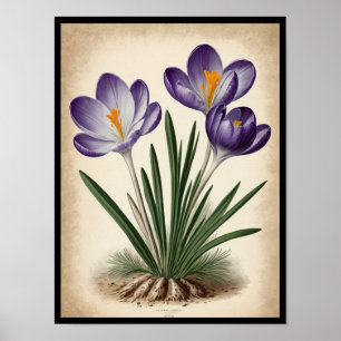 Schönes Lila Crocus Sativus Blume Wall Poster