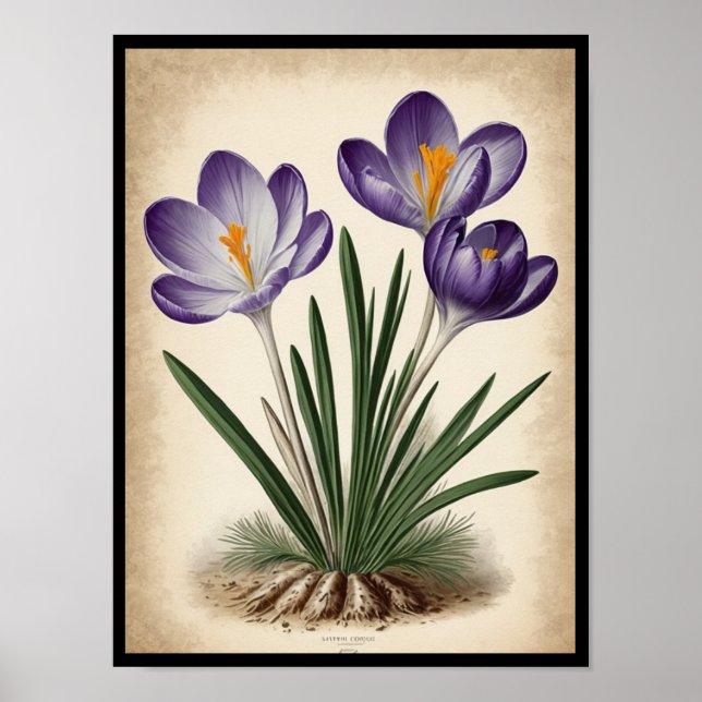 Schönes Lila Crocus Sativus Blume Wall Poster (Vorne)