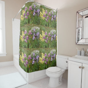 Schönes Lila Iris Blume Blumenstrauß Foto Duschvorhang
