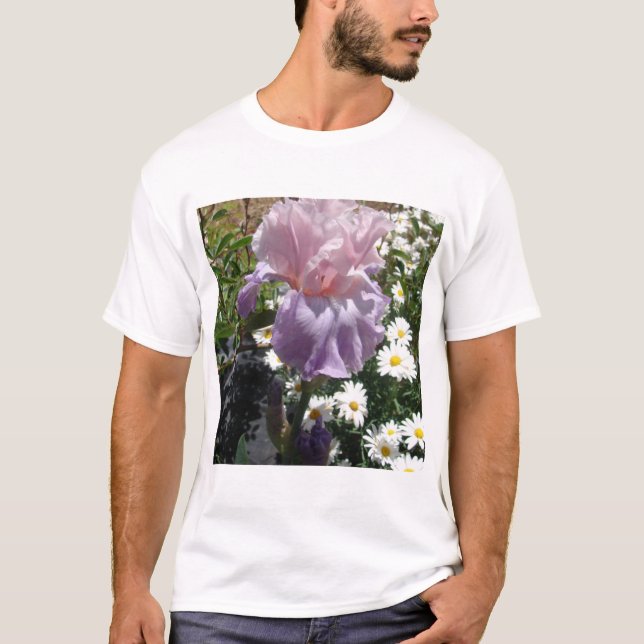 Schönes Lila Iris Blume Blumenstrauß Foto T-Shirt (Vorderseite)