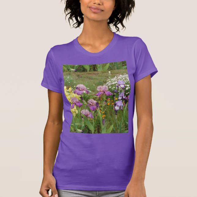 Schönes Lila Iris Blume Blumenstrauß Foto T-Shirt (Vorderseite)