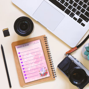 Schönes lila-rosa Einhorn zu tun Liste 4"x6" Post-it Klebezettel