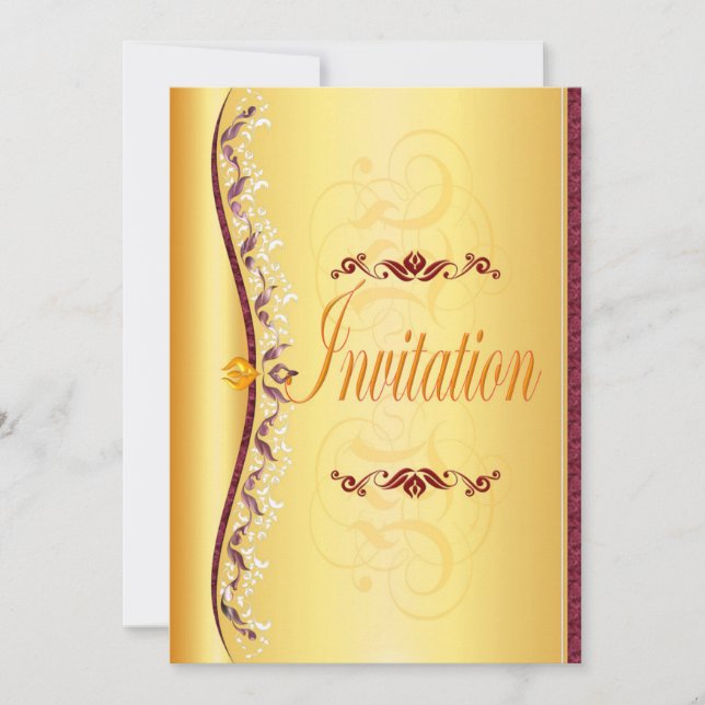 Schönes lila und weißes Gold Einladung (Vorderseite)