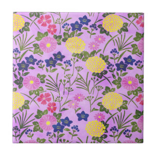 Schönes lila Vintage-Blumenmuster Fliese