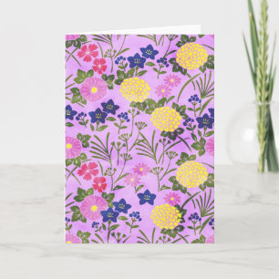 Schönes lila Vintage-Blumenmuster Karte