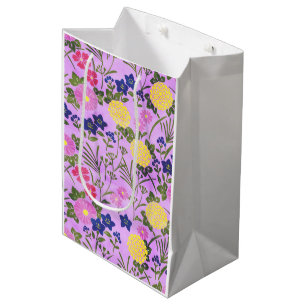 Schönes lila Vintage-Blumenmuster Mittlere Geschenktüte