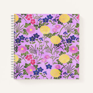 Schönes lila Vintage-Blumenmuster Notizbuch