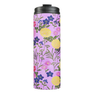 Schönes lila Vintage-Blumenmuster Thermosbecher
