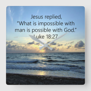 SCHÖNES LUKE 18:27 SONNENREISE QUADRATISCHE WANDUHR