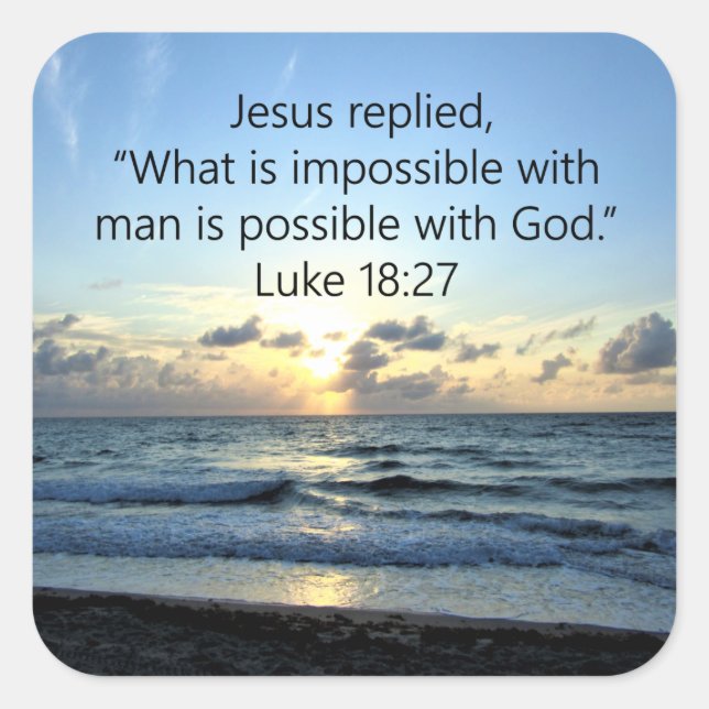 SCHÖNES LUKE 18:27 SONNENREISE QUADRATISCHER AUFKLEBER (Vorderseite)