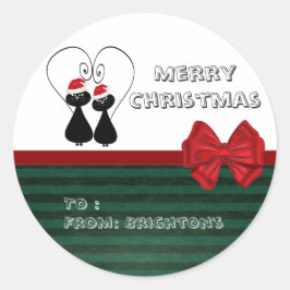 Schönes, lustiges Muster von Santa Cats Runder Aufkleber