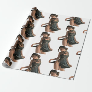 Schönes Mädchen auf wunderschönem Wrapping Paper Geschenkpapier