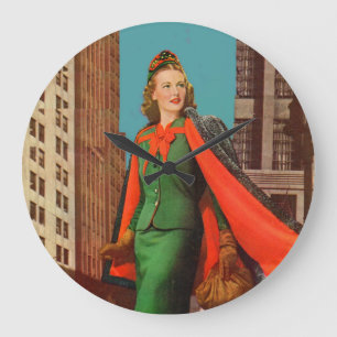 schönes Mädchen der 40er Jahre Große Wanduhr