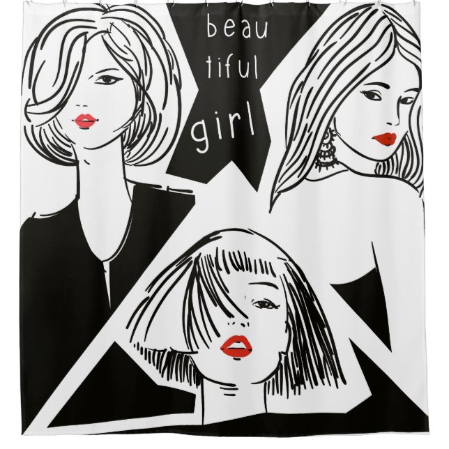 schönes Mädchen Duschvorhang (Vorderseite)