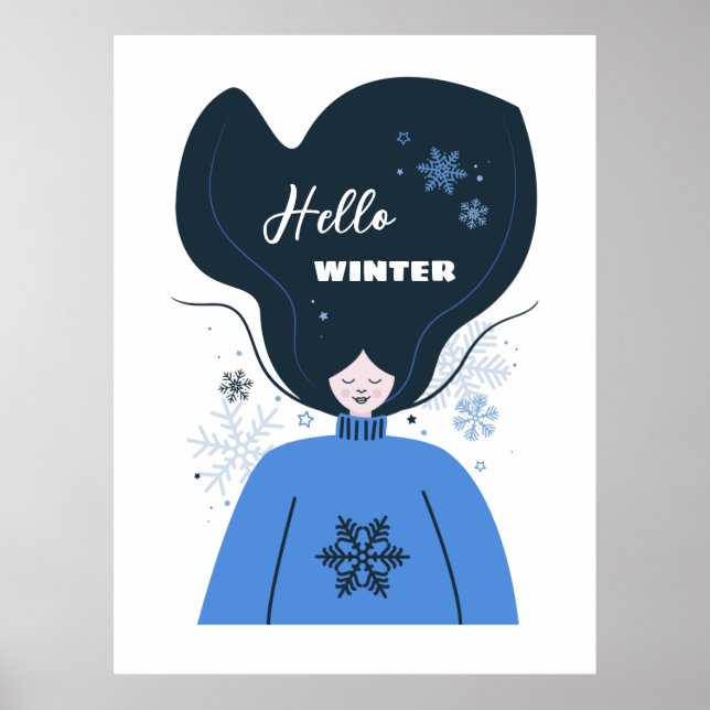 Schönes Mädchen Hallo Winter Poster (Vorne)