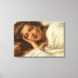 Schönes Mädchen liegt im Bett mit rotem Haar Leinwanddruck