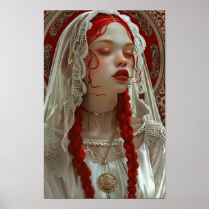 Schönes Mädchen mit Blume Poster