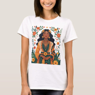Schönes Mädchen mit erdigen Tones T-Shirt