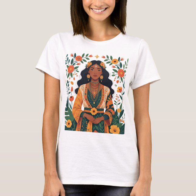 Schönes Mädchen mit erdigen Tones T-Shirt (Vorderseite)