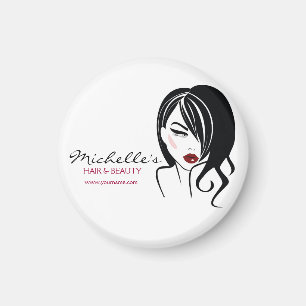 Schönes Mädchen mit schwerem Haar Makeup Icon Magnet