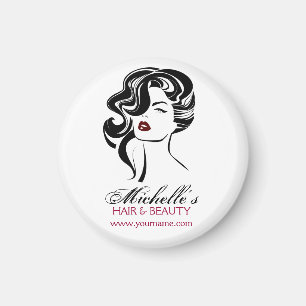 Schönes Mädchen mit schwerem Haar Makeup Icon Magnet