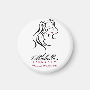 Schönes Mädchen mit schwerem Haar und Makeup Icon Magnet