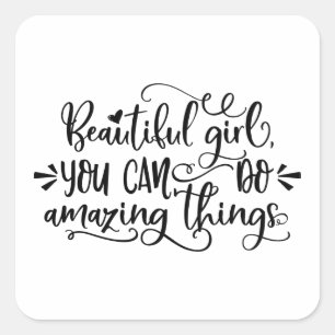 Schönes Mädchen Phantastische Dinge Girl Trip Quadratischer Aufkleber