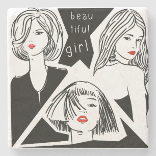 schönes Mädchen Steinuntersetzer