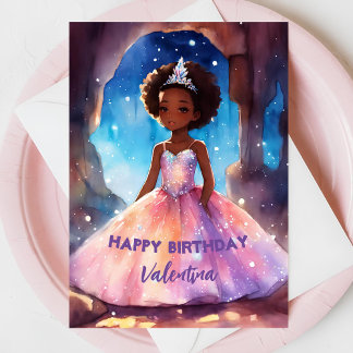 Schönes Mädchen Vollkleid Prinzessin Geburtstag Karte