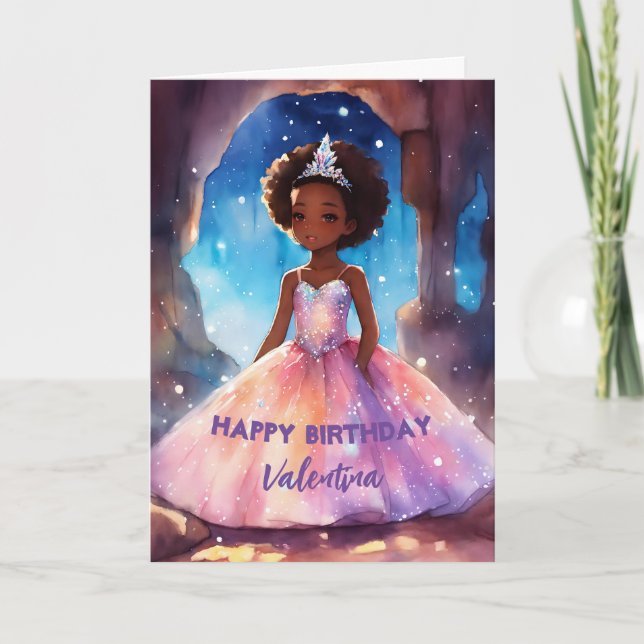 Schönes Mädchen Vollkleid Prinzessin Geburtstag Karte (Vorderseite)
