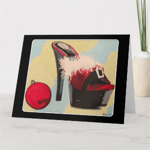 Schönes Mädchen Weihnachten 2020 Gemälde auf einem Karte