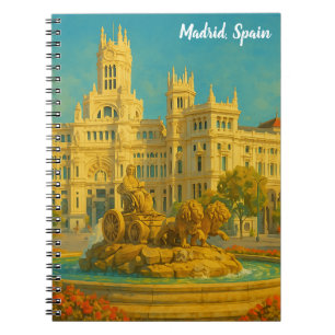 Schönes Madrid Spanien Vintage Reise Kunst Notizblock
