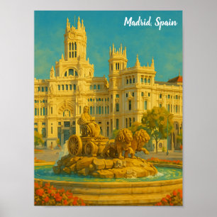 Schönes Madrid Spanien Vintage Reise Kunst Poster