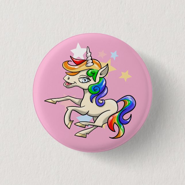 Schönes magisches Einhorn Button (Vorderseite)