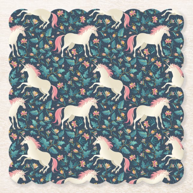 Schönes magisches Einhorn-Muster Untersetzer (Vorderseite)