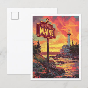 Schönes Maine USA Vintage-Illustration Reise Postkarte