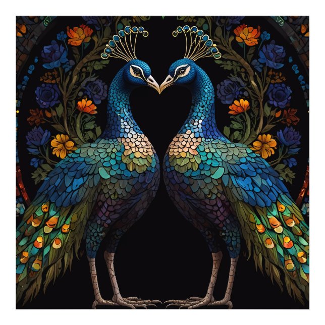 Schönes majestic Peacock Couple Cushion Fotodruck (Vorne)