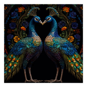 Schönes majestic Peacock Couple Cushion Poster