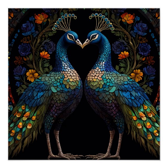 Schönes majestic Peacock Couple Cushion Poster (Vorderseite)