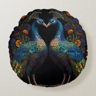 Schönes majestic Peacock Couple Cushion Rundes Kissen