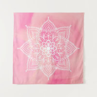 Schönes Mandala auf rosa Hintergrund Tapestry