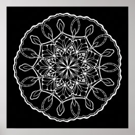 Schönes Mandala Black Background Coloring Poster