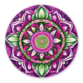 Schönes Mandala, Purpur, Pink, Grüntöne Keramikknauf
