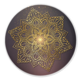 Schönes Mandala, schwarz und gold Keramikknauf