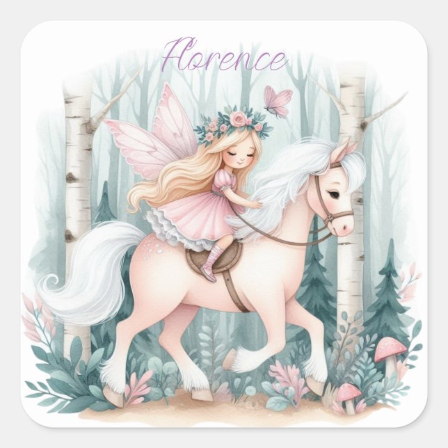 Schönes Märchen, das in einem bezaubernden Wald re Quadratischer Aufkleber (Vorderseite)