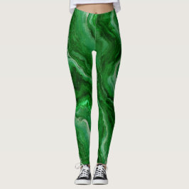 Schönes Marmormuster in Emerald Green Leggings