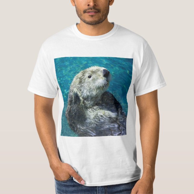 Schönes Meer Otter Niedliches blaues Wasser T-Shirt (Vorderseite)
