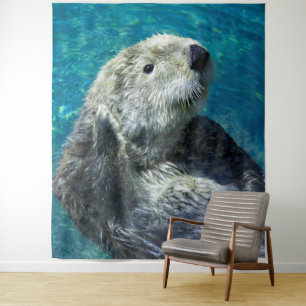 Schönes Meer Otter Niedliches blaues Wasser Wandteppich