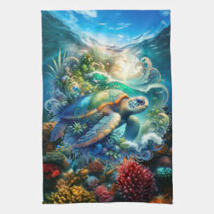 Schönes Meer Schildkröte Küchentuch