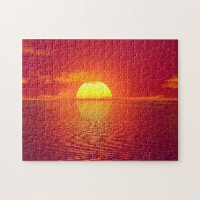 Schönes Meer Sonnenuntergang Puzzle (Horizontal)